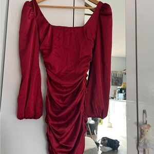 Oh Polly Bold Red Long Sleeve Dress